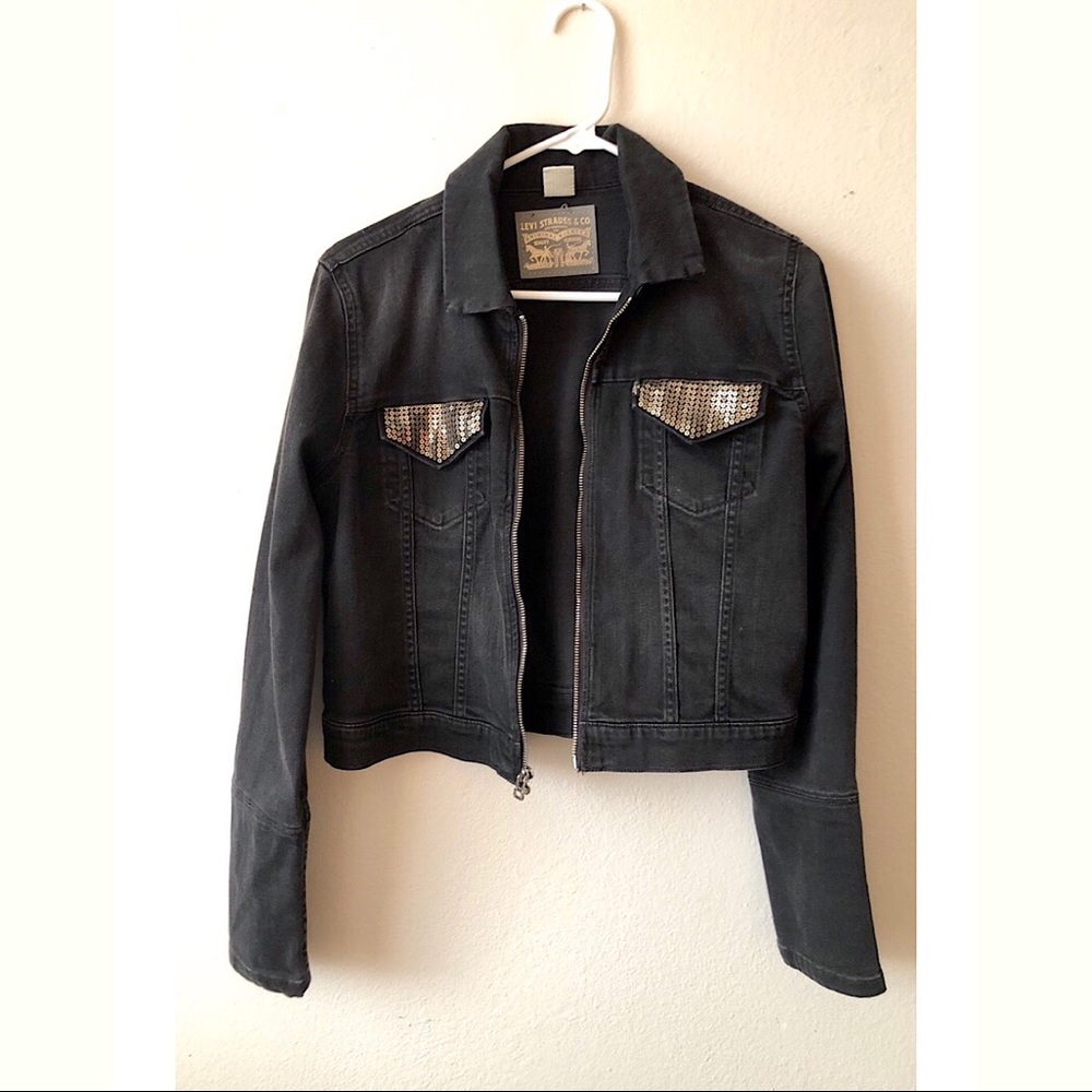 Black denim Levi Strauss & Co zipper jacket